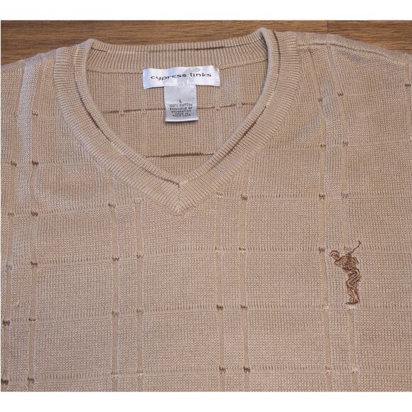 🏌️♂️ VTG Cypress Links Men’s Golf Sweater – Beige Textured Knit V-Neck –Size L - Picture 3 of 7